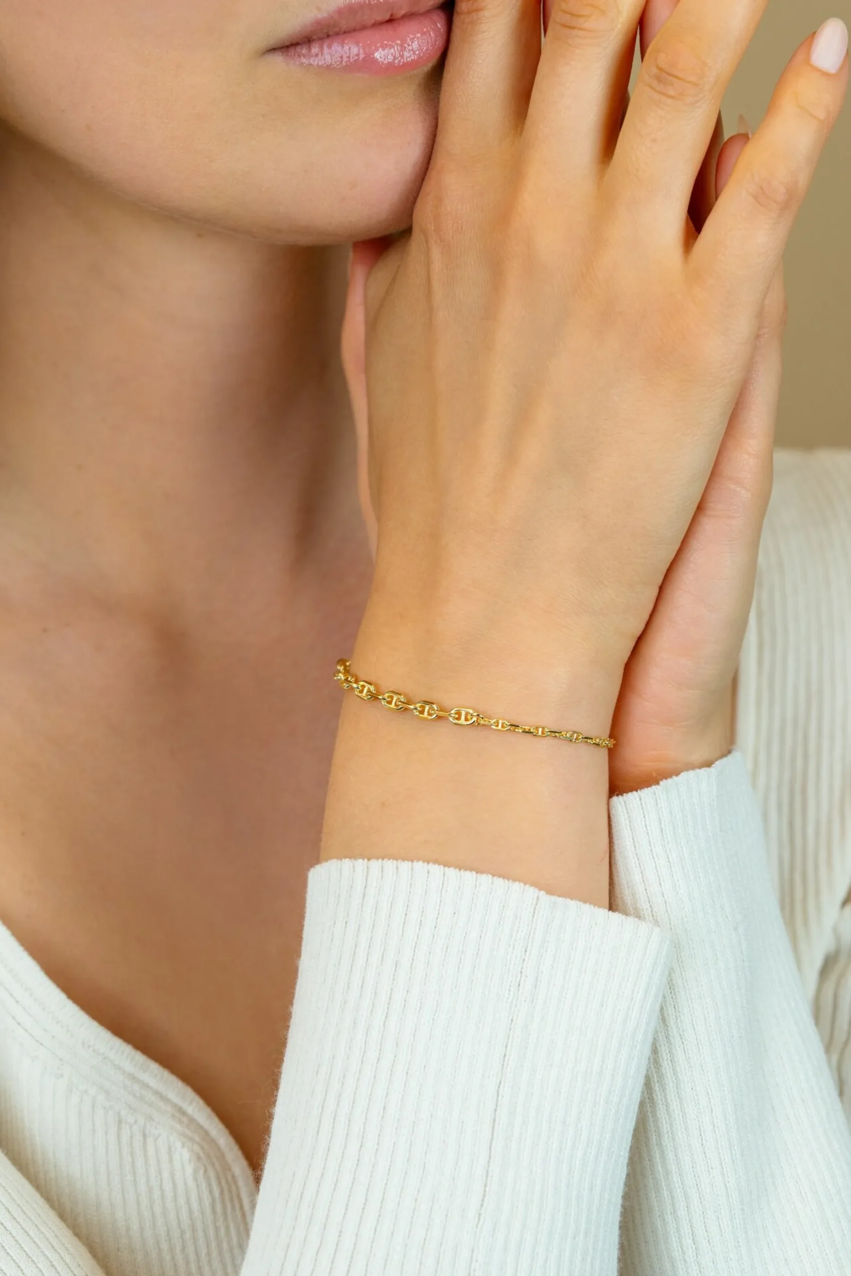ZINZI gold plated zilveren armband met aflopende marine-schakels (3,8mm breed) 17–20cm ZIA2762G