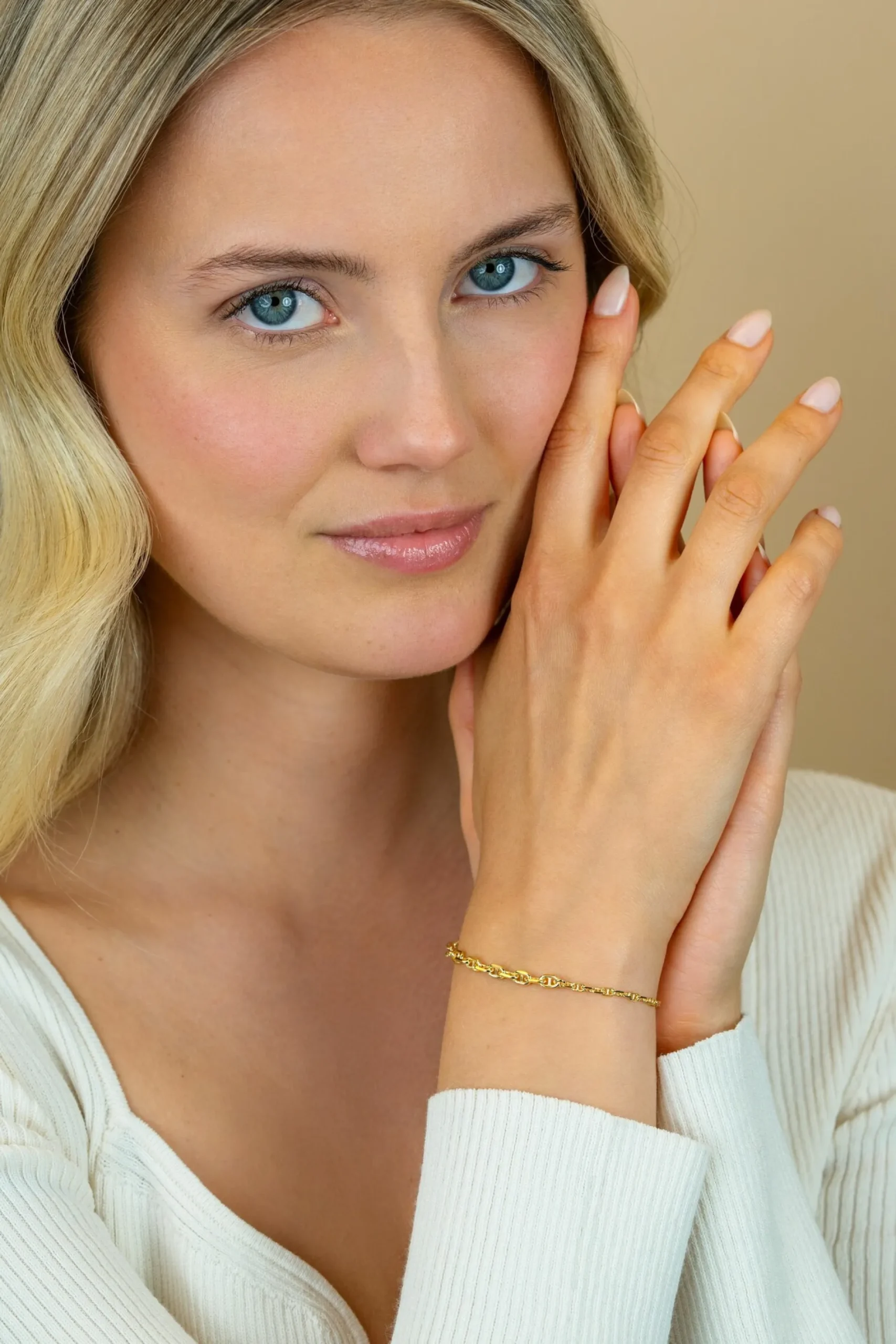 ZINZI gold plated zilveren armband met aflopende marine-schakels (3,8mm breed) 17–20cm ZIA2762G