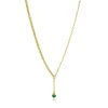 ZINZI gold plated zilveren Y-collier met subtiele schakels, bungelend groene ronde kleursteen 42-45cm ZIC2660G