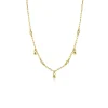 ZINZI gold plated zilveren schakelketting met vier witte zirkonia's en 3 ronde bolletjes, gelijkmatig verdeeld over de ketting 42-45cm ZIC2658