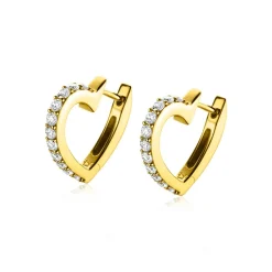 ZINZI gold plated zilveren oorringen 17mm hartvorm met witte zirconia's ZIO2195Y