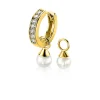 ZINZI gold plated zilveren oorbedels parels wit 6mm ZICH1749WG (zonder oorringen)