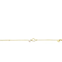 ZINZI gold plated zilveren armband met open hartje en bungelend witte zoetwaterparel 16-19cm ZIA2642