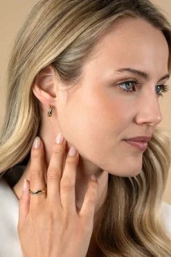 ZINZI gold plated zilveren multilook ring (6mm breed) organisch gevormd met twee golvende banen, waarvan één bezet met witte zirconia's ZIR2629Y