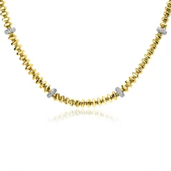 ZINZI gold plated zilveren vierkante schakel ketting 6mm breed afwisselend bezet met witte zirkonia's 45cm ZIC2678Y