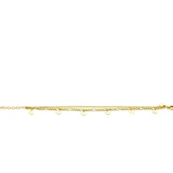 ZINZI gold plated zilveren multi-look armband met gourmet en figaro schakels met 5 ronde plaatjes ZIA2368