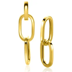 ZINZI gold plated zilveren oorbedels twee lange paperclip schakels 37mm ZICH2352G (zonder oorringen)