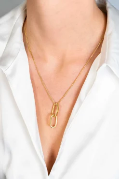 ZINZI gold plated zilveren oorbedels twee lange paperclip schakels 37mm ZICH2352G (zonder oorringen)
