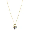 ZINZI gold plated zilveren ketting met ronde sluitring en drie luxe bedels 42-45cm ZIC2737