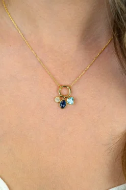 ZINZI gold plated zilveren ketting met ronde sluitring en drie luxe bedels 42-45cm ZIC2737
