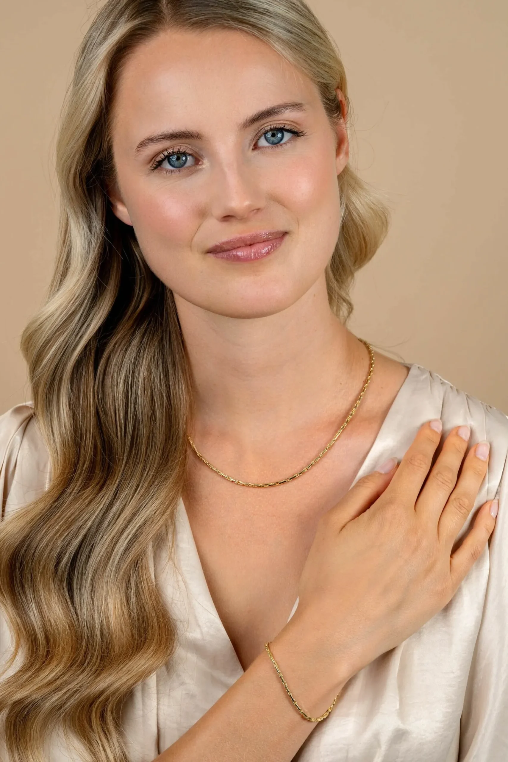 ZINZI gold plated zilveren schakel ketting 2,3mm breed 43-45cm ZIC2648G
