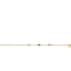 ZINZI gold plated zilveren schakelarmband met ronde en vierkante zettingen pastel en paars 17-20cm ZIA2525G