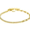 ZINZI gold plated zilveren fantasie schakel armband (2,3mm breed) waarbij de ene helft bezet is met witte zirconia's 17-20cm ZIA2460Y