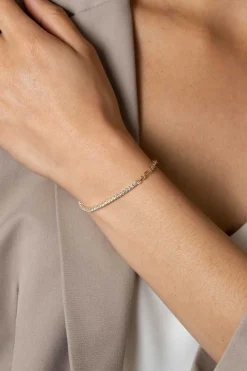 ZINZI gold plated zilveren fantasie schakel armband (2,3mm breed) waarbij de ene helft bezet is met witte zirconia's 17-20cm ZIA2460Y