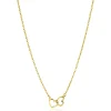 ZINZI gold plated zilveren ketting met 2 verbonden hartjes 40-45cm ZIC2513G