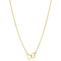 ZINZI gold plated zilveren ketting met 2 verbonden hartjes 40-45cm ZIC2513G