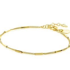 ZINZI gold plated zilveren gourmet armband met staafjes 1,6mm breed 16-19cm ZIA2366G