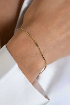 ZINZI gold plated zilveren gourmet armband met staafjes 1,6mm breed 16-19cm ZIA2366G