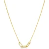 ZINZI gold plated zilveren schakel ketting 45cm met drie paperclip schakels, glad bewerkt witte zirconia's ZIC2330Y