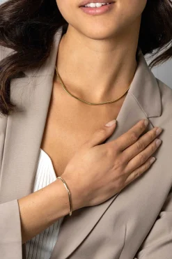 ZINZI gold plated zilveren platte slangen-armband 3,5mm breed ZIA2402G