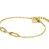 ZINZI gold plated zilveren schakel armband met drie paperclip schakels, glad bewerkt witte zirconia's ZIA2330Y