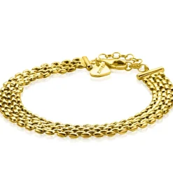 ZINZI gold plated zilveren armband met 8mm brede rolex-style schakel 16,5-20cm ZIA2289G