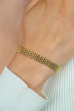 ZINZI gold plated zilveren armband met 8mm brede rolex-style schakel 16,5-20cm ZIA2289G