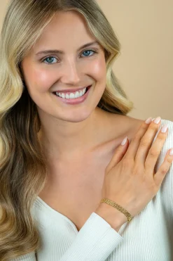 ZINZI gold plated zilveren armband met 8mm brede rolex-style schakel 16,5-20cm ZIA2289G