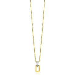 ZINZI gold plated zilveren ovale hanger 16mm met luxe hangoog bezet met witte zirconia's ZIH2297 (zonder collier)