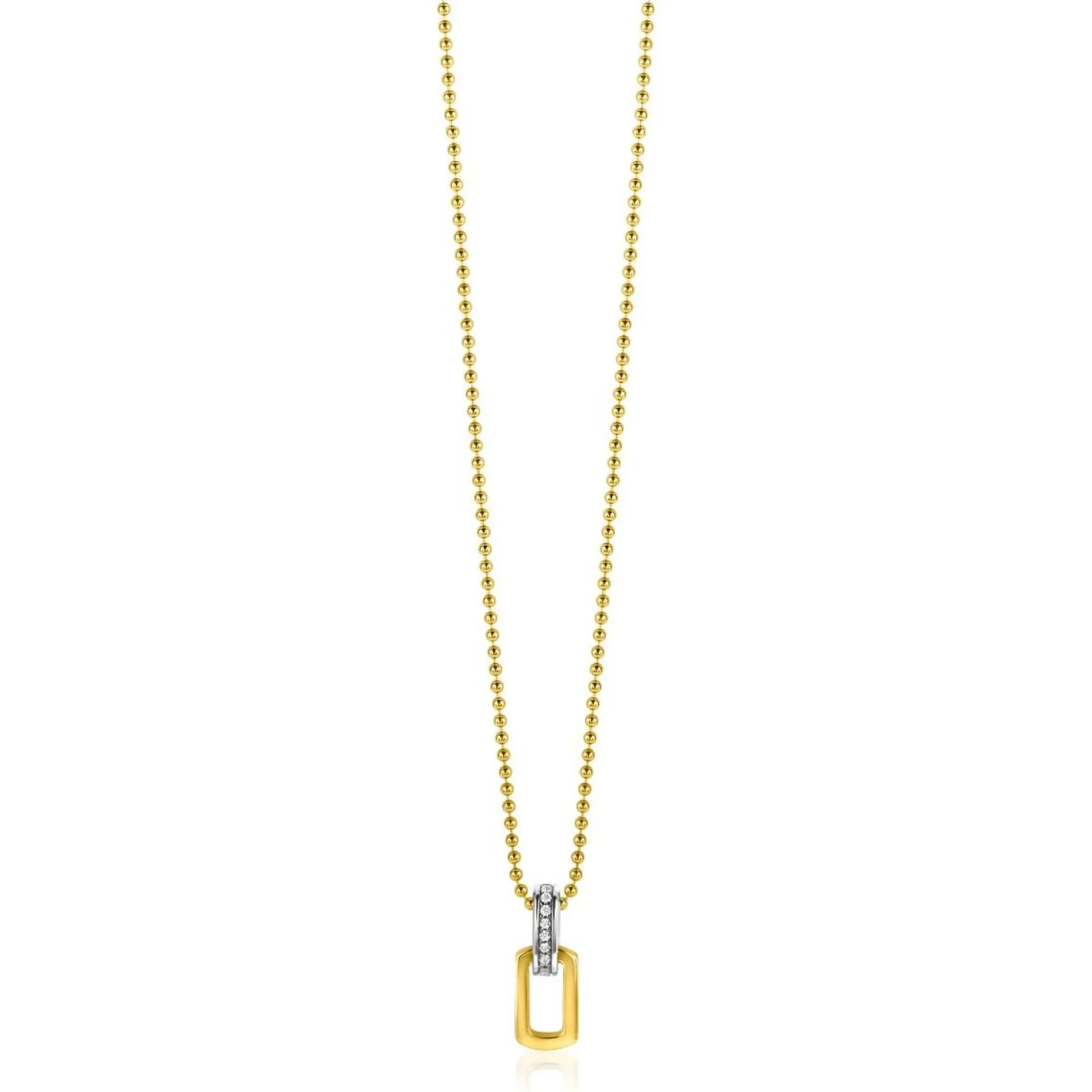 ZINZI gold plated zilveren ovale hanger 16mm met luxe hangoog bezet met witte zirconia's ZIH2297 (zonder collier)