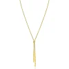ZINZI gold plated zilveren Y-collier 43–46cm met popcorn schakel en twee bungelende kettinkjes ZIC2710G