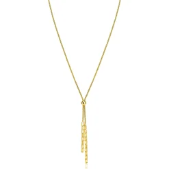 ZINZI gold plated zilveren Y-collier 43–46cm met popcorn schakel en twee bungelende kettinkjes ZIC2710G