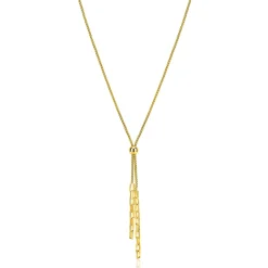 ZINZI gold plated zilveren Y-collier 43–46cm met popcorn schakel en twee bungelende kettinkjes ZIC2710G