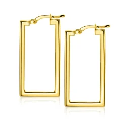 ZINZI gold plated zilveren oorringen 30mm in rechthoek vorm buisdikte 2mm ZIO2337G