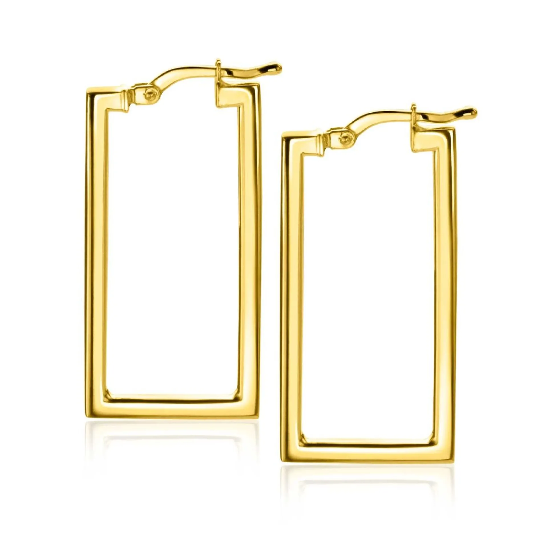 ZINZI gold plated zilveren oorringen 30mm in rechthoek vorm buisdikte 2mm ZIO2337G