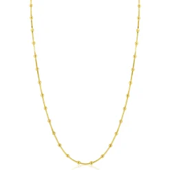 ZINZI gold plated zilveren slangen-ketting met vierkant geslepen schakels en 40 verfijnde glanzende bolletjes (2,5mm breed) 43-45cm ZIC2471G