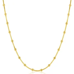 ZINZI gold plated zilveren slangen-ketting met vierkant geslepen schakels en 40 verfijnde glanzende bolletjes (2,5mm breed) 43-45cm ZIC2471G