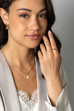 ZINZI gold plated zilveren aanschuifring met zeven ster-zettingen, bezet met witte zirconia's 3mm breed ZIR2491Y