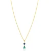 ZINZI gold plated zilveren ketting 42-45cm met luxe peervormige turquoise hanger en blauwe ruitvorm ZIC2745