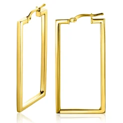 ZINZI gold plated zilveren oorringen 40mm in rechthoek vorm buisdikte 2mm ZIO2337LG