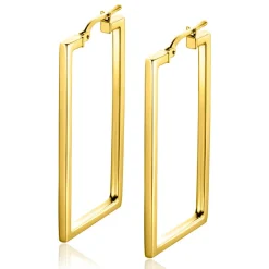 ZINZI gold plated zilveren oorringen 40mm in rechthoek vorm buisdikte 2mm ZIO2337LG