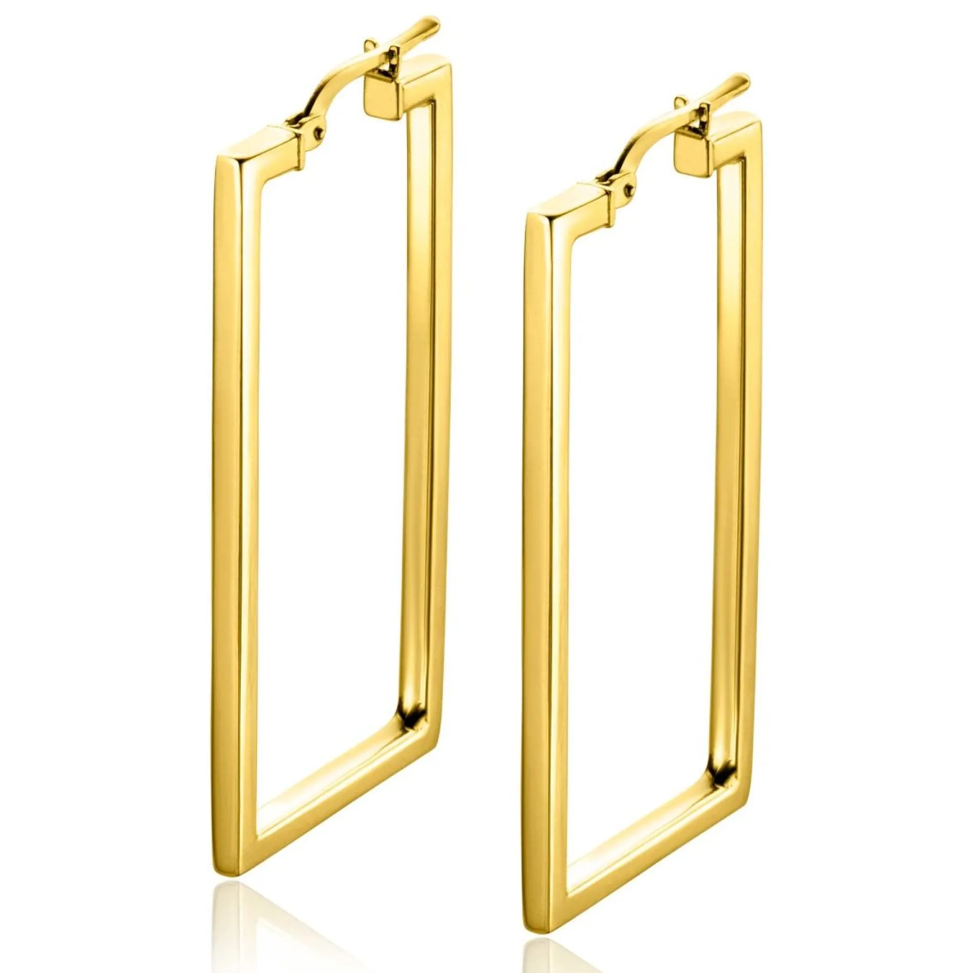 ZINZI gold plated zilveren oorringen 40mm in rechthoek vorm buisdikte 2mm ZIO2337LG