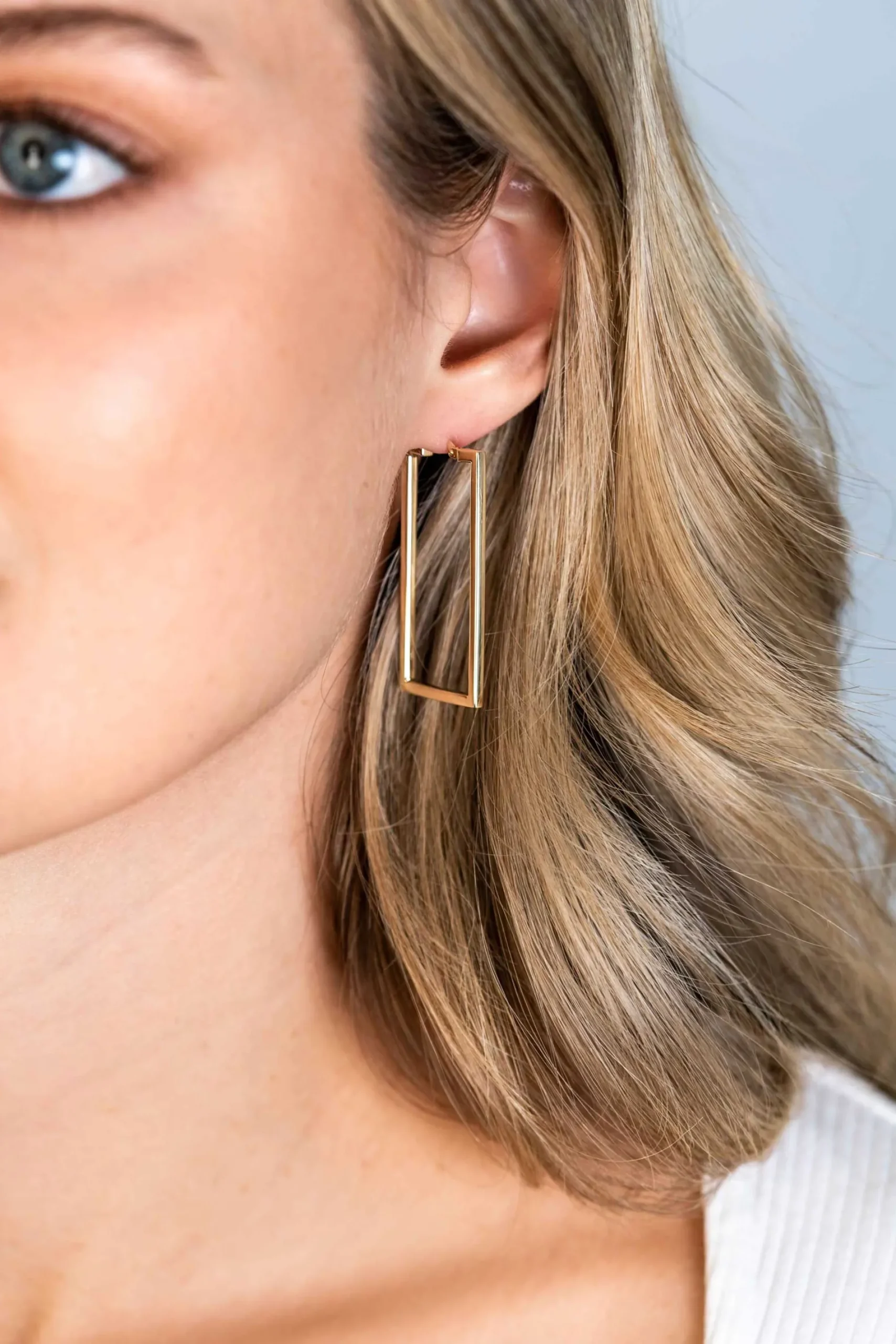 ZINZI gold plated zilveren oorringen 40mm in rechthoek vorm buisdikte 2mm ZIO2337LG