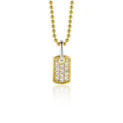 ZINZI gold plated zilveren vierkant plaatje als hanger 15mm vol bezet met witte zirconia's ZIH2299 (zonder collier)