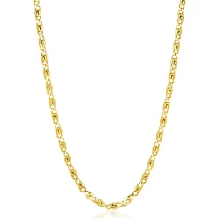 ZINZI gold plated zilveren scroll schakelketting, waarbij de schakels een dubbele krul/kronkeling maken 42-45cm ZIC2479G