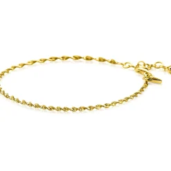 ZINZI gold plated zilveren singapore armband met glinsterende gedraaide schakels 1,9mm breed 17-20cm ZIA2585G