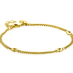 ZINZI gold plated zilveren gourmet armband met drie open hartjes 17-20cm ZIA2409G