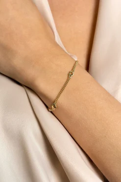 ZINZI gold plated zilveren gourmet armband met drie open hartjes 17-20cm ZIA2409G