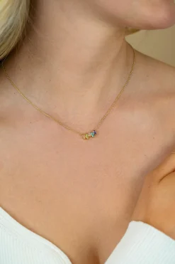 ZINZI gold plated zilveren ketting met multi-color rechthoekige kleurstenen 42-45cm ZIC2739