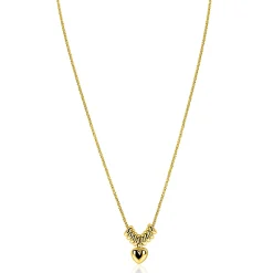 ZINZI gold plated zilveren ketting 42-45cm met hart en 8 glanzende donuts ZIC2760